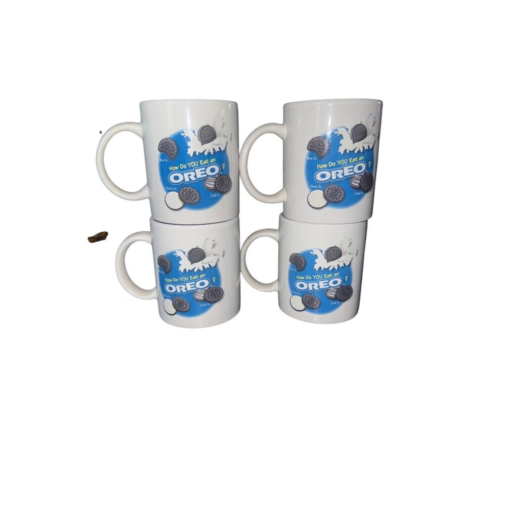 Set Of 4 Oreo Ceramic Mugs 11oz Dishwasher & Microwave Safe